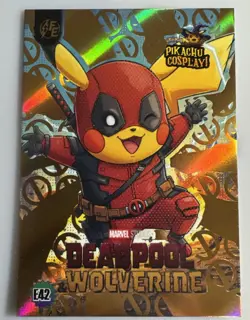 Deadpool & Wolverine Pikachu #E42 Gold Holo - Halloween Pikachu Cosplay Pokemon - Image 1