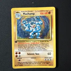 Pokemon TCG Machamp Base Set 8/102 Holo Rare Unlimited 1st Edition MP - Image 1