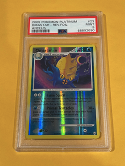 2009 Pokemon Platinum Arceus Omastar Reverse Foil Holo 23/99 PSA 9 MINT - Image 1