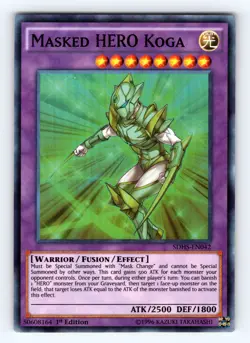 Yugioh Masked HERO Koga SDHS-EN042 1st Edition Super Rare Holo - NM ?? - Image 1