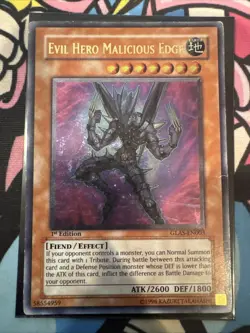 Yu-Gi-Oh Evil Hero Malicious Edge GLAS-EN003 Ultimate Rare 1st Edition - Image 1