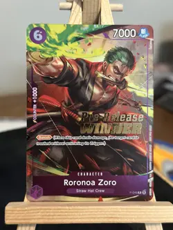 Roronoa Zoro Winner Promo P-045 OP06 Pre-Release One Piece Card English - Image 1