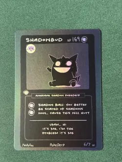 BLACKOUT 1st Edition Pokederp Shadowbud - Gengar 6/7 Fan Art Custom Derpy Card - Image 2