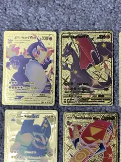 Set of 26 Pokemon Charizard, Magikarp, Pikachu & More Gold Foil Fan Art LP - Image 2