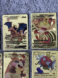 Set of 26 Pokemon Charizard, Magikarp, Pikachu & More Gold Foil Fan Art LP - Image 3