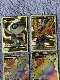Set of 26 Pokemon Charizard, Magikarp, Pikachu & More Gold Foil Fan Art LP - Image 4