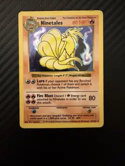 1999 Pokemon NINETALES Base Set BLACK FLAME ERROR Misprint HOLO RARE Card 12/102 - Image 1