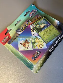 Pokemon TCG Prismatic Evolutions Tech Sticker Collection Leafeon 3 Packs NEW - Image 2