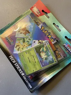 Pokemon TCG Prismatic Evolutions Tech Sticker Collection Leafeon 3 Packs NEW - Image 3