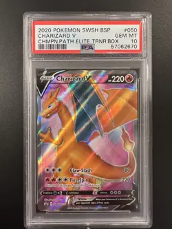 *BUNDLE* Pokemon SWSH Charizard V #50 Champions Path ETB Promo PSA 10 and PSA 9 - Image 1