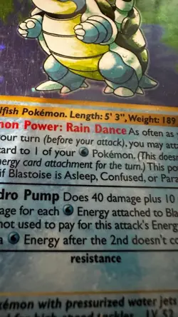 1999 POKEMON BASE SET 1ST EDITION SHADOWLESS BLASTOISE HOLO #2/102 - Image 3