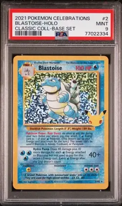 Celebrations Blastoise 2/102 Classic Collection Pokemon PSA 9 MINT - Image 1