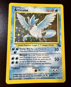 1999 Pokemon TCG Fossil Set Articuno Holo Rare Card 2/62 WOTC Vintage - Image 1