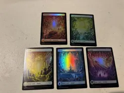 mtg foil full art land set, Duskmourn, 1 of each color, unplayed - Image 1