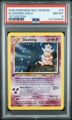 2000 POKEMON NEO GENESIS 1ST ED #14 SLOWKING-HOLO PSA 8 - Image 1