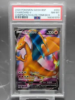 2020 Pokemon Charizard V SWSH050 Black Star Promo PSA 8 - Champion’s Path ETB - Image 1