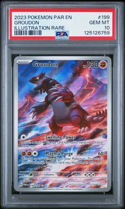 2023 Pokemon Par EN-Paradox Rift Groudon #199 Illustration Rare PSA 10 - Image 1