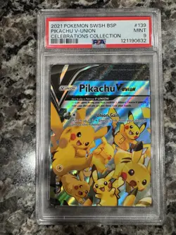Pikachu V-Union SWSH Promo Celebrations Collection Pokemon TCG #139 MINT PSA 9 - Image 1