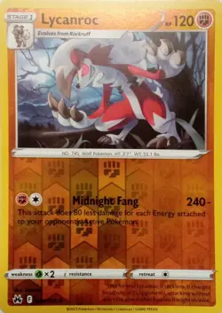 074/159 LYCANROC REVERSE HOLO CROWN ZENITH POKEMON CARD - Image 1