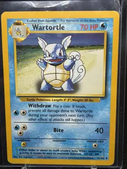 Pokemon TCG Wartortle Base Set Unlimited Uncommon Card 42/102 - Image 1