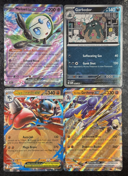 POKEMON CARDS MELOETTA EX-GARBODOR-MEGA LUCARIO EX-GARCHOMP EX (SET OF 4) - Image 1