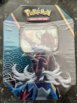 Pokemon TCG Divergent Powers Tin Hisuian Samurott V New Sealed 4 Booster Packs - Image 1