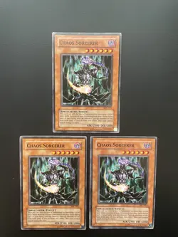 Yugioh Chaos Sorcerer IOC-023 Unlimited Edition Common Damaged X3 - Image 1