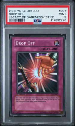 2003 Yu-Gi-Oh! Drop Off Legacy of Darkness LOD 1st Edition Super Rare PSA 9 - Image 1