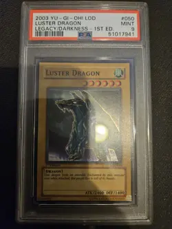 YuGiOh Luster Dragon LOD-050 1st Edition Super Rare PSA 9 Mint - Image 1