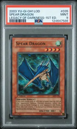 2003 Yu-Gi-Oh! Spear Dragon Legacy Of Darkness LOD 1st Edition Super Rare PSA 9 - Image 1
