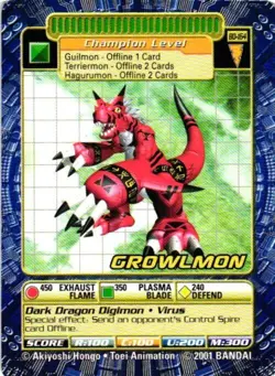 Bandai Digimon Trading Card Series 4 Growlmon Bo-164 - Image 1