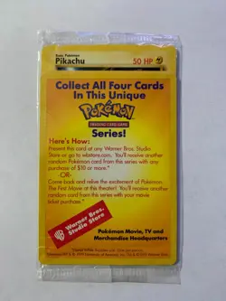 Sealed Pikachu Pokemon The First Movie WB Promo Black Star 1999 Card WOTC New - Image 1
