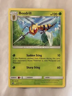 Beedrill 3/111 Sun & Moon Crimson Invasion Regular Rare Pokemon Card - Image 3