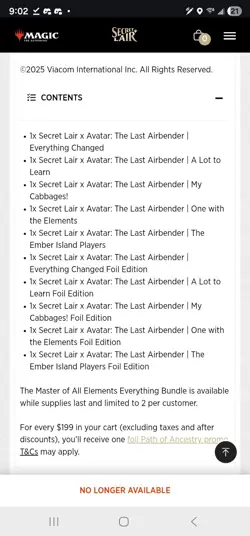 MTG Secret Lair X Avatar Presale: Master of All Elements Everything Bundle - Image 2