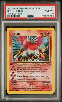2001 POKEMON NEO REVELATION 1ST ED #7 HO-OH-HOLO PSA 8 - Image 1
