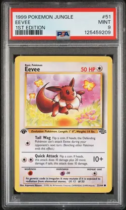 1999 Pokemon Jungle #51 Eevee 1st Edition PSA 9 - Image 1