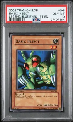 2002 Yugioh Basic Insect LOB-008 Common 1st Edition PSA 10 GEM MINT - Image 1