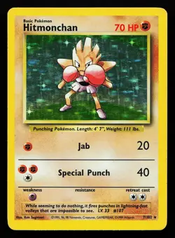 Hitmonchan 7/102 Holo Rare Base Set Pokemon Card - Image 1