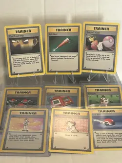 POKEMON BASE SET/GYM/JUNGLE TRAINER 10-CARD LOT INCLUDES BOSS'S WAY AND POKEDEX - Image 1