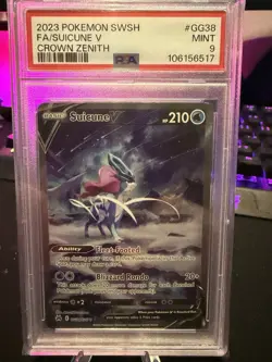 Pokemon TCG Suicune V Full Art Holo Card Crown Zenith GG38/GG70 PSA 9 Mint NM - Image 1
