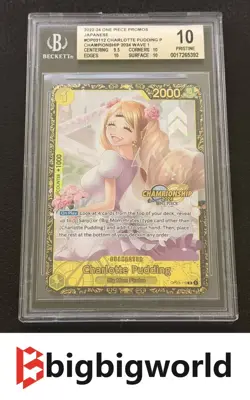 One Piece Card Game Charlotte Pudding OP03-112 Top 64 Prize Promo BGS 10 - Image 1