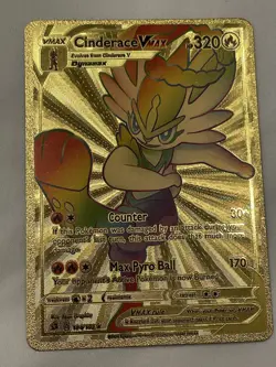 Cinderace VMAX 194/192 Rainbow HP320 - Gold Foil Fan Art Display Card - Image 1