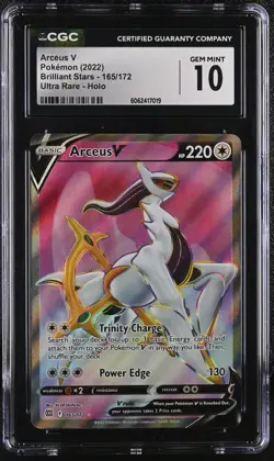 CGC 10 GEM MINT Arceus V 165/172 Full Art Brilliant Stars Pokemon Card - Image 1