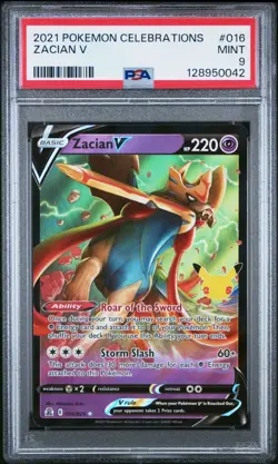 2021 Pokemon Celebrations 016 Zacian V Holo PSA 9 Mint Rare Card Fresh New - Image 1