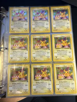 Lot Of NINE Pokemon Pikachu Card Celebration Happy Birthday Black Star Promo - Image 1
