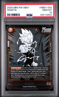 2025 DRAGON BALL SUPER CARD GAME FUSION WORLD MANGA BOOSTER 01 VEGETA PSA 10 - Image 1