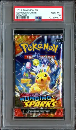 PSA 10 GEM MINT Surging Sparks SEALED Booster Pack Pokemon Card 531 - Image 2
