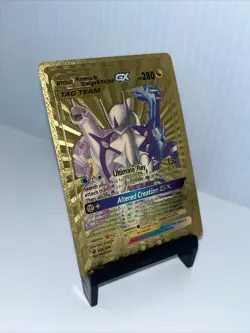 Arceus & Dialga & Palkia GX Gold Toned Foil Pokemon Card Fan Art Display Card - Image 4