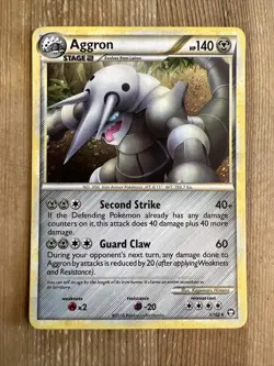 Aggron - 1/102 - Holo Rare Triumphant HGSS Set TCG - Pokemon Card - LP - Image 1