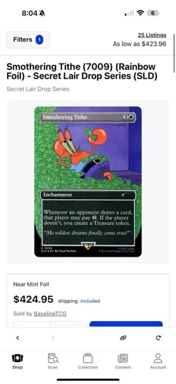 Magic: The Gathering Smothering Tithe SpongeBob Secret Lair - Image 2